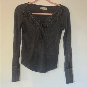 Lucky Brand Long Sleeve Top with a decorative neckline